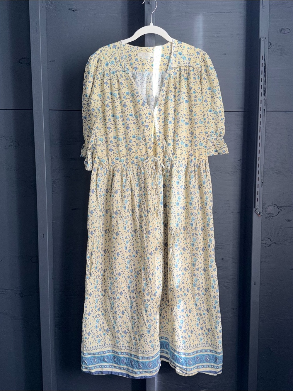 CHRISTY DAWN The Della Dress Larkspur Ditsy Floral Size Large Yellow Cotton